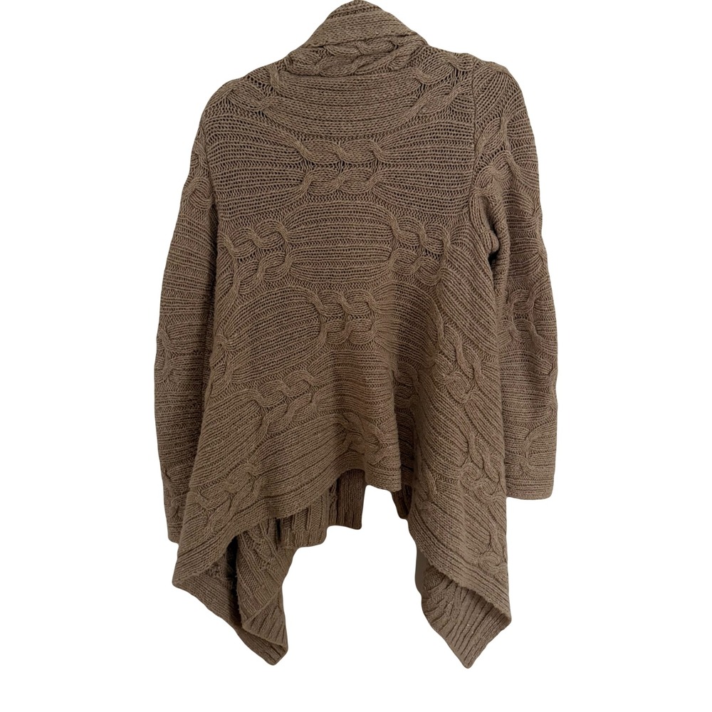LAFAYETTE 148 Cable Knit Drape Cardigan‎ Chunky Warm Sweater Taupe Medium - Picture 2 of 4